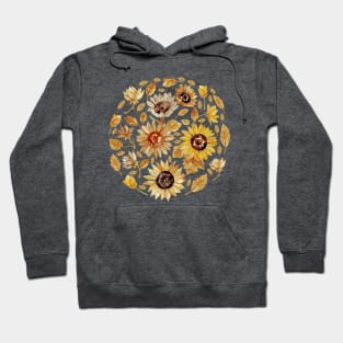 Watercolour Monochrome Sunflowers Hoodie